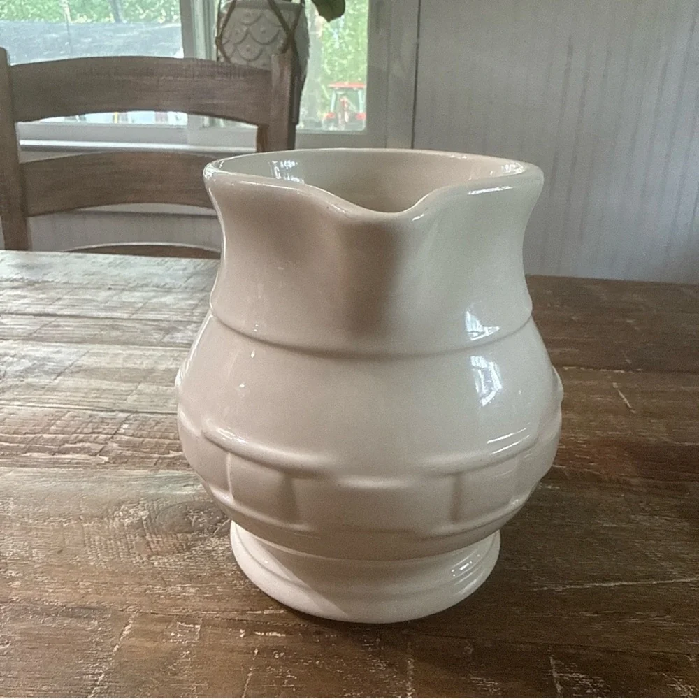 Longaberger Woven Traditions Cream Ceramic Pitcher 1 Quart